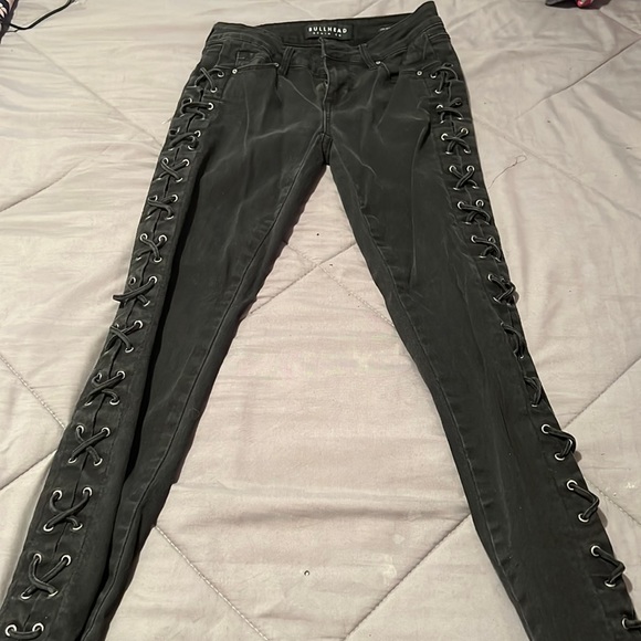 PacSun Pants - Plants with criss cross down the side